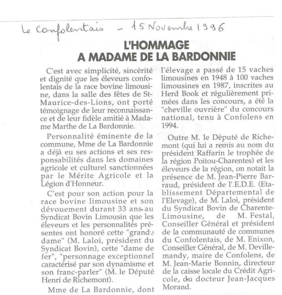 Article Confolentais 1996